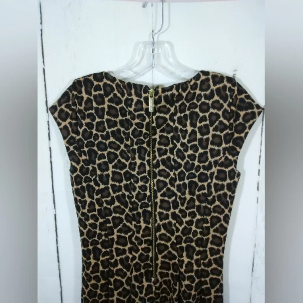 Michael Kors Dress Leopard‎ Animal Print Shift Swing Cap Sleeve Size 4